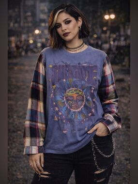 Upcycled SUBLIME Rock Top Pullover Graphic Tee Shirt Purple OSFM OOAK